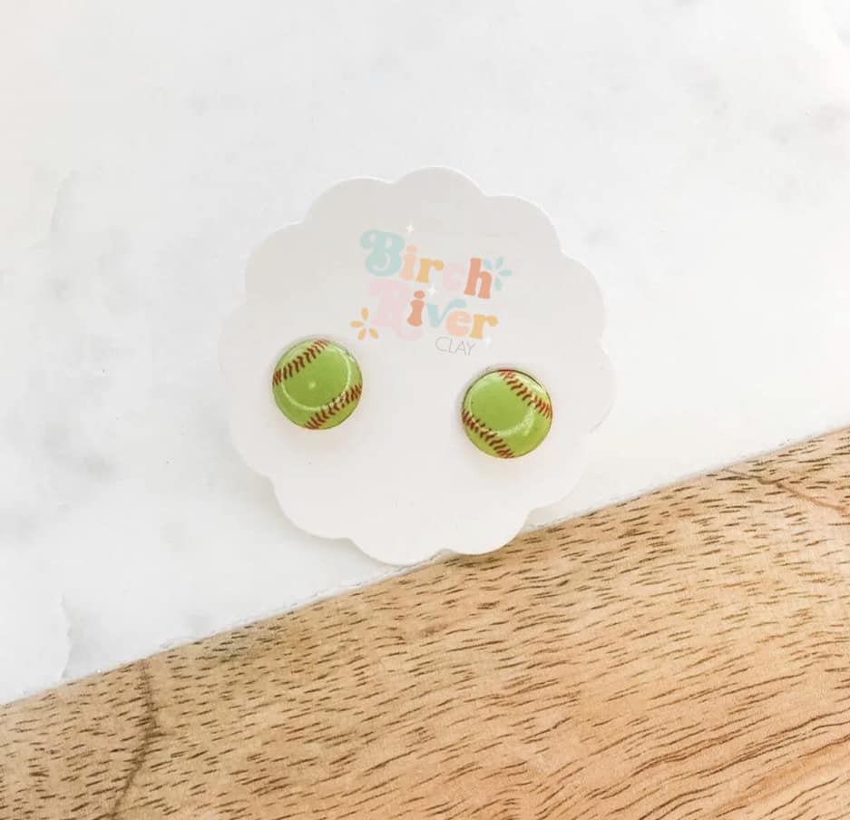 Softball Enamel Earrings