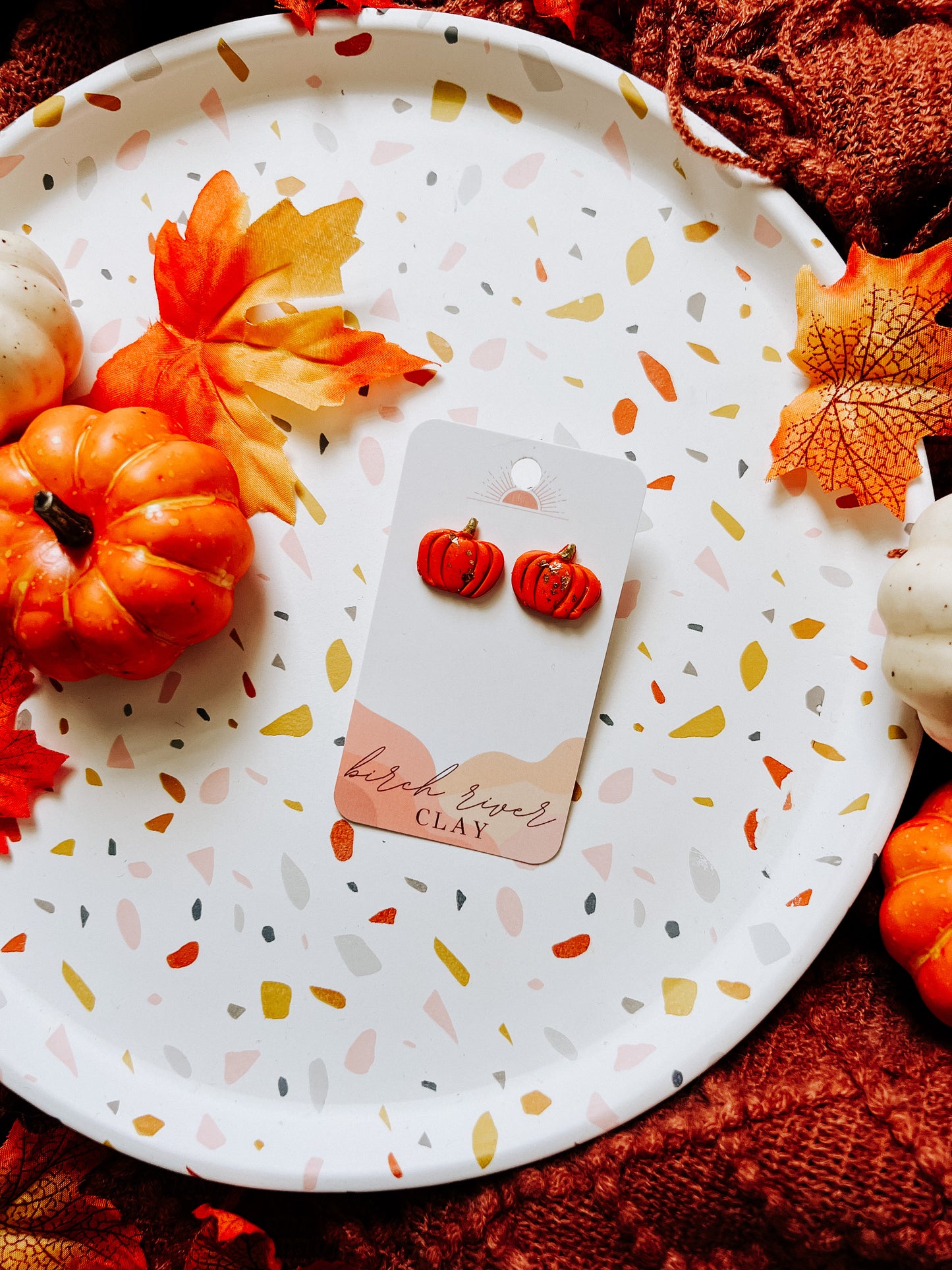 Gold Foil Pumpkin Studs (Choose color)