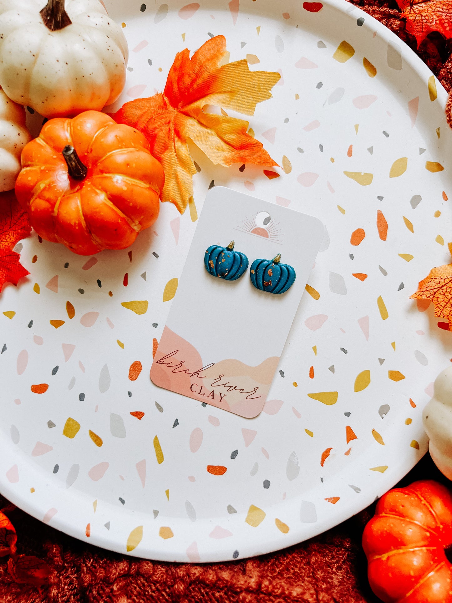 Gold Foil Pumpkin Studs (Choose color)