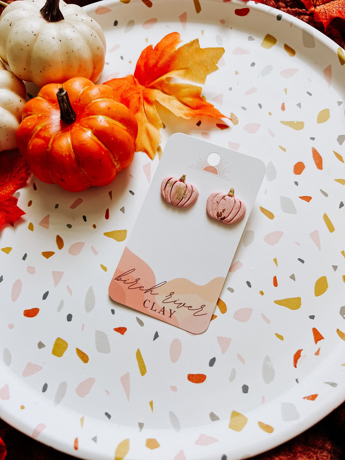Gold Foil Pumpkin Studs (Choose color)