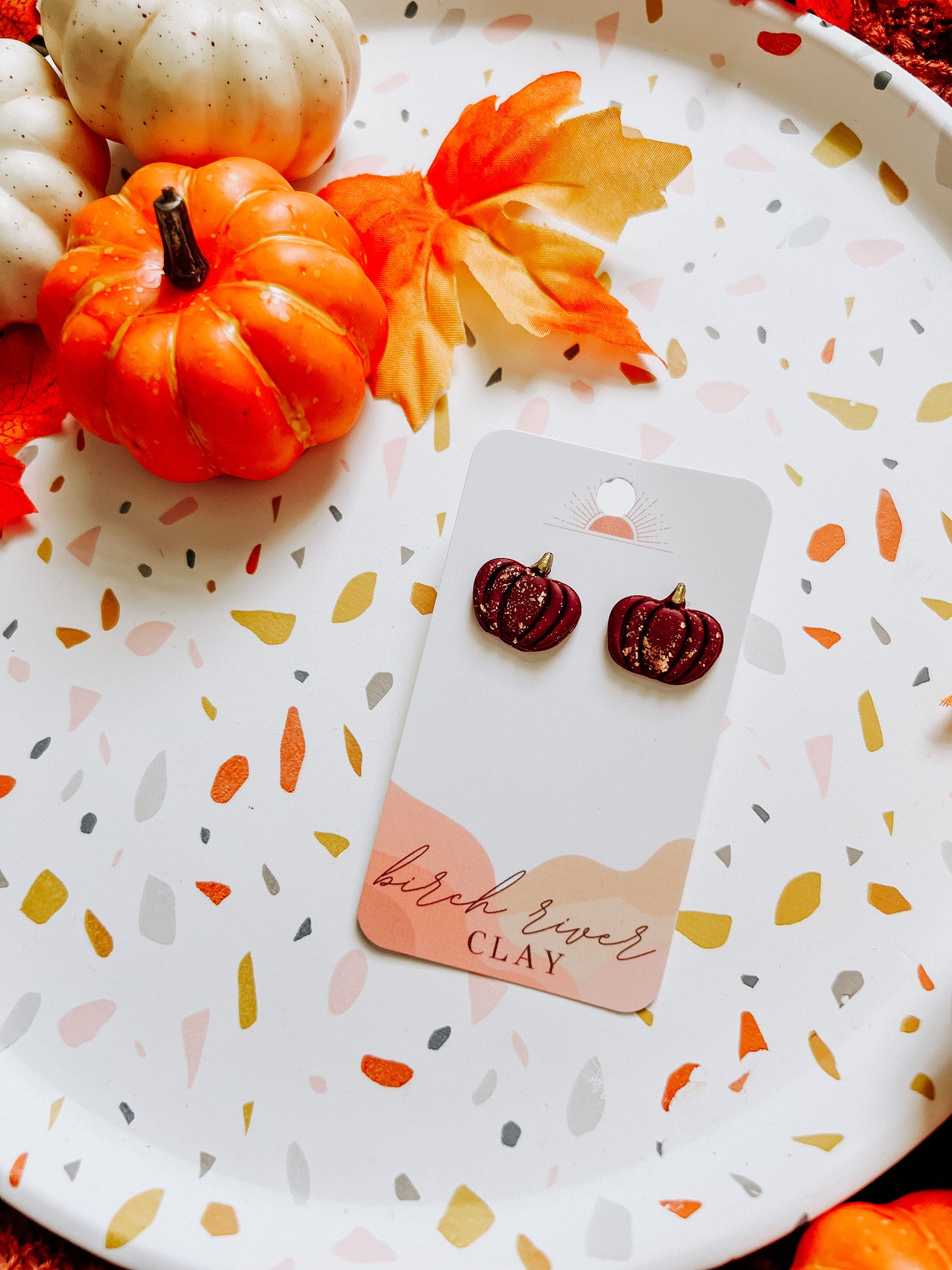Gold Foil Pumpkin Studs (Choose color)