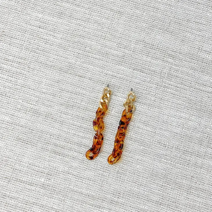 Tortoise Chain Enamel Earrings