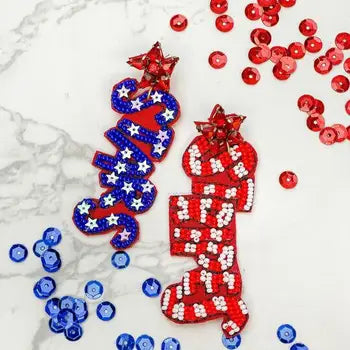 Stars and Stripes Beaded Earrings