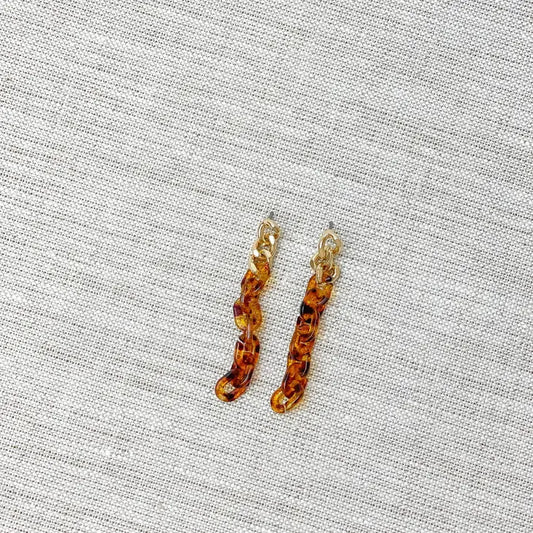 Tortoise Chain Enamel Earrings